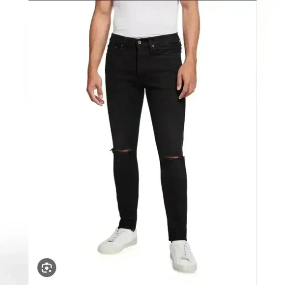 Rag & Bone Men's Standard Issue Fit 1 Slim-Skinny Knee-Rip Jeans Size 34 - Picture 1 of 12